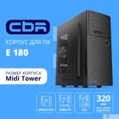 Корпус CBR Корпус ATX Miditower E180, c БП ATX450-12EC (450W/120mm), 2*USB 2.0, HD Audio+Mic, Black PCC-ATX-E180-USB22-450W