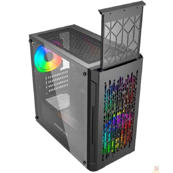 Корпус Powercase Mistral Micro D3B ARGB, Tempered Glass, 2x 140mm ARGB PWM+1x 120mm ARGB PWM, чёрный, mATX  (CMMDB-A3)-1