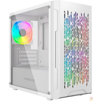 Корпус Powercase Mistral Micro D3W ARGB, Tempered Glass, 2x 140mm ARGB PWM+1x 120mm ARGB PWM, белый, mATX  (CMMDW-A3)