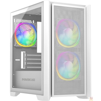 Корпус Powercase Alisio Micro Z3W ARGB, Tempered Glass, 3x 120mm ARGB fan, белый, mATX  (CAMZW-A3)