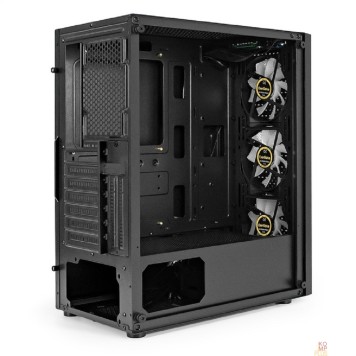 Корпуса Exegate EX295765RUS Корпус Miditower ExeGate EVO-8227 (ATX, без БП, 2*USB+1*USB3.0+HD Audio, черный, 3 вент. с RGB подсветкой, боковая панель - закаленное стекло)-1