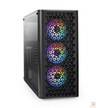 Корпуса Exegate EX296077RUS Корпус Miditower ExeGate EVO-9202-EVO800 (ATX, БП EVO800RGB с вент. 12 см, с окном, 1*USB+1*USB3.0, аудио, черный, 3 вент. 12см с RGB подсветкой)