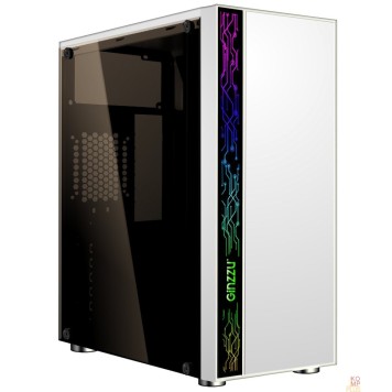 корпус Ginzzu A390  White Window RGB подсветка 1*USB 3.0, 2*USB 2.0, AU