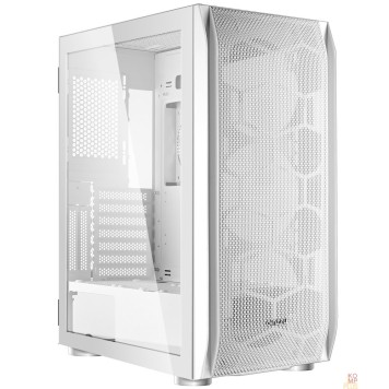 корпус Ginzzu GL185 White боковая дверца закаленное стекло на петлях на магнитах