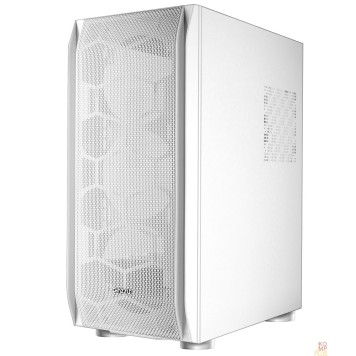 корпус Ginzzu GL185 White боковая дверца закаленное стекло на петлях на магнитах-2