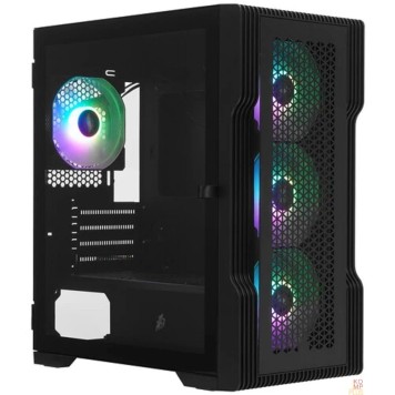 Корпус 1STPLAYER TRILOBITE T3 ARGB Black / mATX / 4x 120mm ARGB fans inc. / T3-BK-4F2(AP)