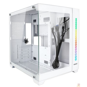 корпус Ginzzu V420 RGB подсветка, закаленное стекло 1*USB 3.0,1*USB 2.0, AU Белый mATX-1