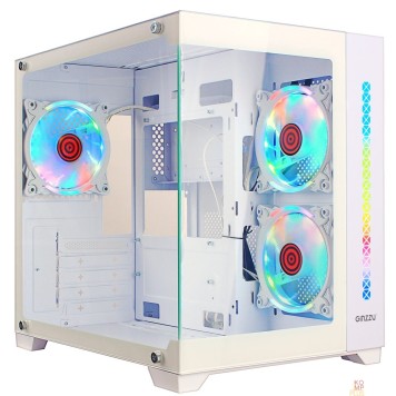 корпус Ginzzu V490 RGB подсветка, контроллер CRC6, 3* 12R6 FAN 12CM RGB, закаленное стекло 1*USB 3.0,1*USB 2.0, AU Белый mATX
