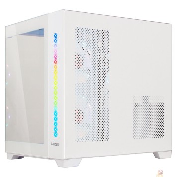 корпус Ginzzu V490 RGB подсветка, контроллер CRC6, 3* 12R6 FAN 12CM RGB, закаленное стекло 1*USB 3.0,1*USB 2.0, AU Белый mATX-1