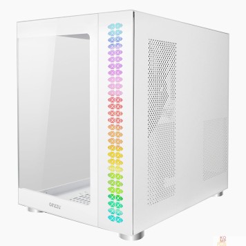 корпус Ginzzu V570 RGB подсветка, контроллер CRC10, 4* 12RW6 FAN 12CM RGB, закаленное стекло 1*USB 3.0,1*USB 2.0, AU Белый ATX-1