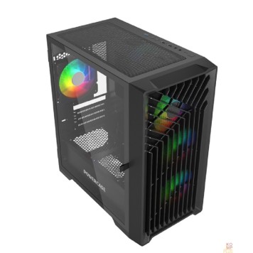 Корпус Powercase CMMXB-L4 Mistral Micro X4B, Tempered Glass, 4х 120mm 5-color fan, чёрный, mATX-1