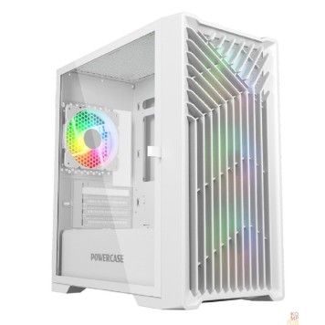 Корпус Powercase Mistral Micro X4W, Tempered Glass, 4х 120mm 5-color fan, белый, mATX  (CMMXW-L4)