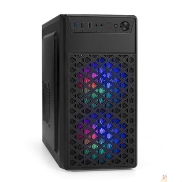 Корпуса Exegate EX296979RUS Корпус Minitower ExeGate mEVO-7803 (mATX, без БП, 2*USB+1*USB3.0, HD аудио, черный, 2 вент. 12см с RGB подсветкой)