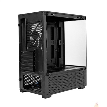 Корпуса Exegate EX298221RUS Корпус Minitower ExeGate i3 SEA (mATX, без БП, 1*USB+1*USB3.0, HD аудио, черный, 1 вент. 12см с RGB подсветкой, передняя и боковая панели - закаленное стекло)-2