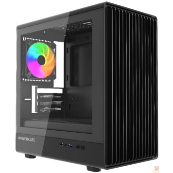 Корпус Powercase Корпус Mistral Micro C4B ARGB, Tempered Glass, 4x 120mm ARGB PWM Fan, чёрный, mATX  (CMMCB-A4)