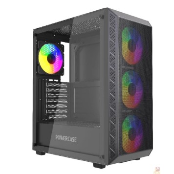 Корпус Powercase Корпус Mistral S4B, Tempered Glass, 4x 120mm FRGB Fans, чёрный, ATX  (CMSB-L4)