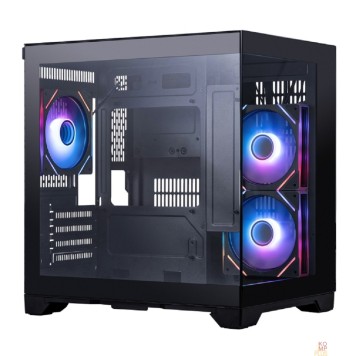 Корпус 1STPLAYER MEGAVIEW MV5-TP ARGB Black / mATX / 3x120mm ARGB fans / MV5-TP-BK-2FC7R-1FC7