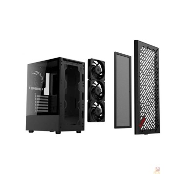корпус XPG VALOR AIR black / ATX / tempered glass / 4x 120mm black fans/front magnet filter/ VALORAIRMT-BKCWW-2