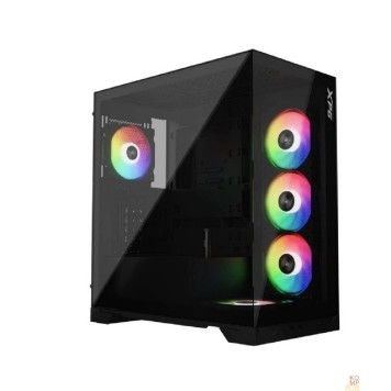корпус XPG INVADER X BLACK (INVADERXMT-BKCWW) Mid-Tower Gaming ATX PC Case with Panoramic View, Tempered Glass Panels, and RGB Lighting Black