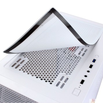 корпус Ginzzu GL 390 боковая дверца закаленное стекло на петлях на магнитах, controller CRC10, 4* 12R6W FAN 12CM RGB Белый-1