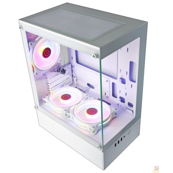 корпус Ginzzu CL485 mATX FAN 3*12LD4 передняя панель Стекло Белый-1
