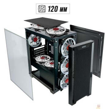 корпус Ginzzu CL650 mATX FAN 4*12FRGB  передняя панель Решетка-2