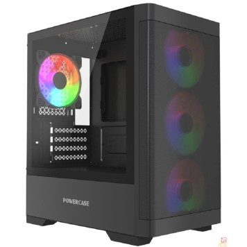 Корпус Powercase Корпус Mistral Micro A13B, Tempered Glass, 4x120mm FRGB fan, чёрный, mATX  (CMMA13B-L4)