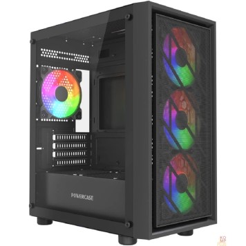 Корпус Powercase Mistral Micro EM16, Tempered Glass, 4x120mm FRGB fan, чёрный, mATX  (CMMEM16B-L4)