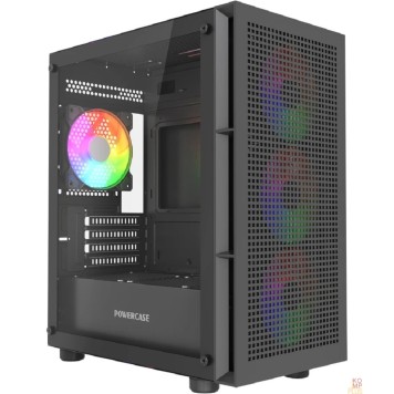 Корпус Powercase Mistral Micro EM17, Tempered Glass, 4x120mm ARGB PWM fan, чёрный, mATX  (CMMEM17B-A4)
