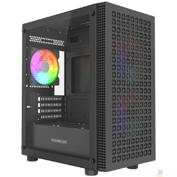 Корпус Powercase Mistral Micro EM18, Tempered Glass, 2x140mm + 1x120mm ARGB PWM fan, чёрный, mATX  (CMMEM18B-A3)