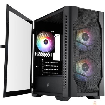 Корпус 1STPLAYER Корпус DK D4-M FRGB Black / mATX / 2x140mm & 1x120mm FRGB fans / D4-M-BK-2F1P-1F1-1