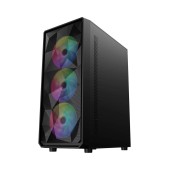 Корпус 1STPLAYER FD3 Black / ATX / 4x120mm LED fans inc. / FD3-BK-4F1