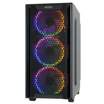 корпус Ginzzu CL650 mATX FAN 4*12FRGB  передняя панель Решетка-1