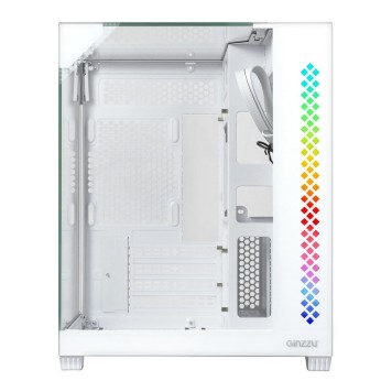 корпус Ginzzu V440 RGB подсветка, закаленное стекло 1*USB 3.0,1*USB 2.0, AU Белый mATX-1
