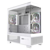 Корпус Powercase Корпус Vision Micro S4W, Tempered Glass, Type-C, 3x 120mm ARGB PWM Fan, ARGB+PWM HUB, белый, mATX  (CVMMSHW-A3)