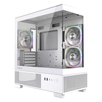 Корпус Powercase Корпус Vision Micro S4W, Tempered Glass, Type-C, 3x 120mm ARGB PWM Fan, ARGB+PWM HUB, белый, mATX  (CVMMSHW-A3)