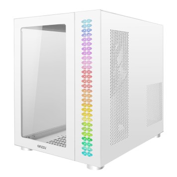 корпус Ginzzu V560 RGB подсветка, закаленное стекло 1*USB 3.0,1*USB 2.0, AU Белый ATX-1