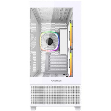 Корпус Powercase Корпус Vision Micro M1 ARGB, Tempered Glass, 3x 120mm ARGB fans, белый, mATX  (CVMM1W-A3)-1