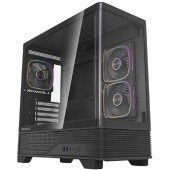 Корпус Powercase Корпус Vision Micro M6B, Curved Glass, Type-C, 3x 120mm ARGB PWM Fan, чёрный, mATX  (CVMM6B-A3)
