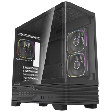 Корпус Powercase Корпус Vision Micro M6B, Curved Glass, Type-C, 3x 120mm ARGB PWM Fan, чёрный, mATX  (CVMM6B-A3)