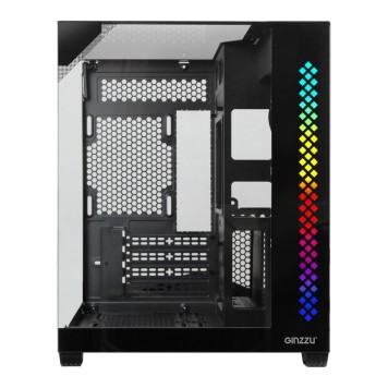корпус Ginzzu V340 RGB подсветка, закаленное стекло 1*USB 3.0,1*USB 2.0, AU Белый mATX-2