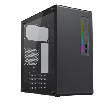 Корпус Foxline FL-728TG-U3C mATX, TG, 1xUSB3.0+1xUSB2.0+1xType-C(USB2.0)+1xARGB strip on front, Black
