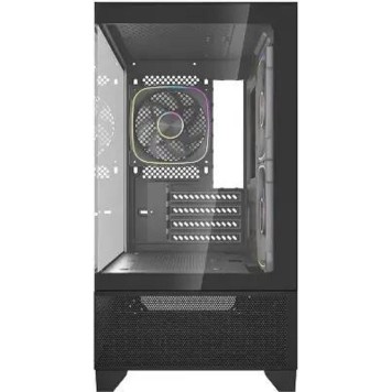 Корпус Powercase Корпус Vision Micro M4B, Tempered Glass, Type-C, 3x 120mm ARGB PWM Fan, чёрный, mATX  (CVMM4B-A3)-1