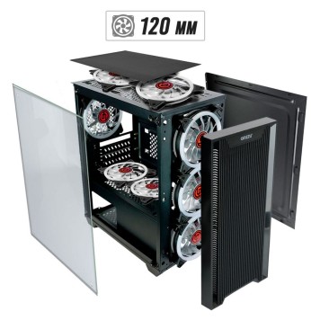 корпус Ginzzu CL650 mATX FAN 4*12FRGB  передняя панель Решетка-2