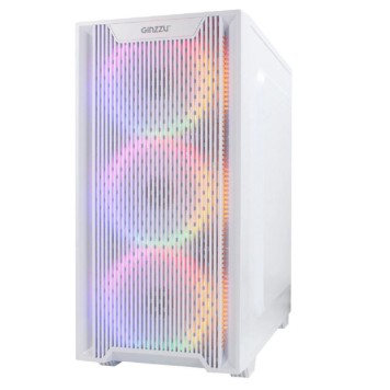 корпус Ginzzu CL660 mATX FAN 4*12FRGB  передняя панель Решетка Белый-1