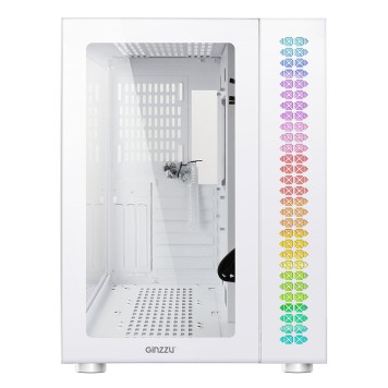 корпус Ginzzu V560 RGB подсветка, закаленное стекло 1*USB 3.0,1*USB 2.0, AU Белый ATX-2