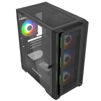 Корпус Powercase ByteFlow Micro Black, Tempered Glass, 4х 120mm ARGB fans, ARGB HUB, чёрный, mATX  (CAMBFB-A4)-1