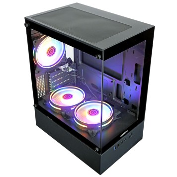 корпус Ginzzu CL475 mATX FAN 3*12LC4 передняя панель Стекло-1