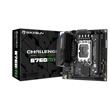 Материнская плата MAXSUN MS-Challenger B760ITX D5 (Socket 1700, mini-ITX, 2*DDR5, 2*HDMI/2*DP, 4*SATA3,  2*M.2, 1xPCI-E x16,  4*USB 2.0,  2 x USB 3.2 Gen1, LAN 1*1G/1*2.5G,  RTL)