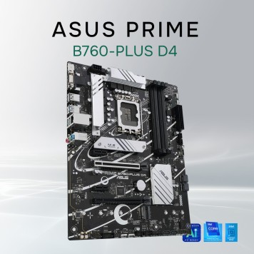 Материнская плата ASUS PRIME B760-PLUS D4 (Socket 1700, ATX, 4xDDR4(128GB),VGA/DP/HDMI, 1xPCIe 5.0x16/1xPCIe 4.0x16/2xPCIe 3.0, 1xLAN (2.5GbE), 4xSATA 6Gb/s, 3xM.2, 1xM.2 E key, 1xType-C, 3xUSB 3.2, 2xUSB 2.0)